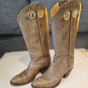 Justin Vintage Cowboy Boots | Tan Leather | Women's Size 9 D